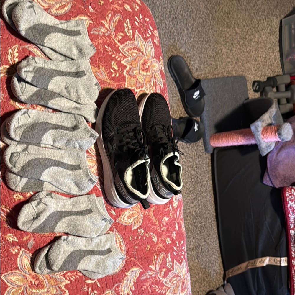 Skechers Black Sneakers with Gray Socks